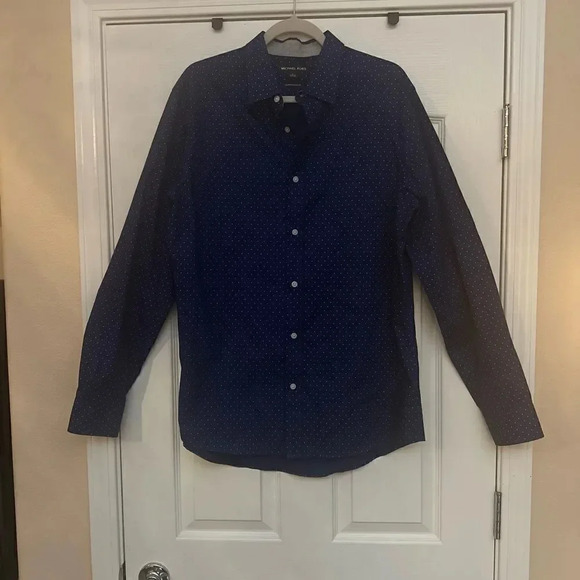 Men’s Michael Kors Classic Tailored Fit Blue Print Shirt. Size L. - Picture 1 of 5